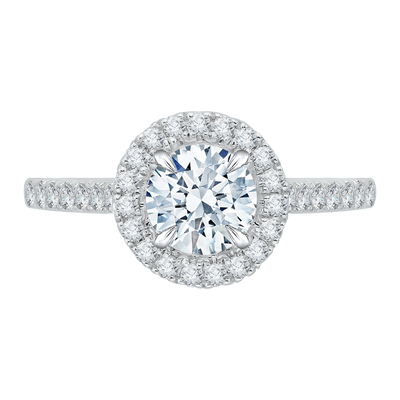 14K Two-Tone Gold Round Cut Diamond Halo Engagement Ring (Semi-Mount)