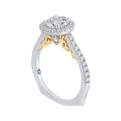 14K Two-Tone Gold Round Cut Diamond Halo Engagement Ring (Semi-Mount)