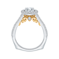 14K Two-Tone Gold Round Cut Diamond Halo Engagement Ring (Semi-Mount)