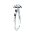 Black Rhodium Tips Round Diamond Halo Engagement Ring in 14K White Gold (Semi-Mount)