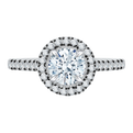Black Rhodium Tips Round Diamond Halo Engagement Ring in 14K White Gold (Semi-Mount)