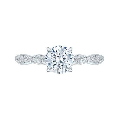 14K White Gold Round Diamond Engagement Ring (Semi-Mount)