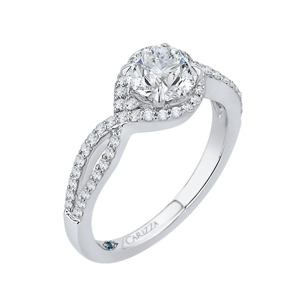 Split Shank Round Diamond Engagement Ring in 14K White Gold (Semi-Mount)