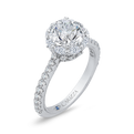 14K White Gold Round Cut Diamond Halo Engagement Ring (Semi-Mount)