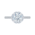 14K White Gold Round Cut Diamond Halo Engagement Ring (Semi-Mount)