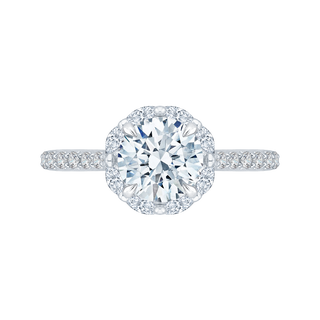14K White Gold Round Cut Diamond Halo Engagement Ring (Semi-Mount)