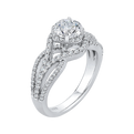 14K White Gold Round Diamond Engagement Ring with Split Shank (Semi-Mount)