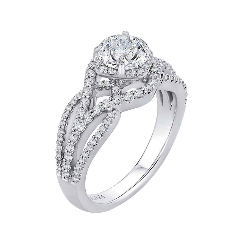 14K White Gold Round Diamond Engagement Ring with Split Shank (Semi-Mount)