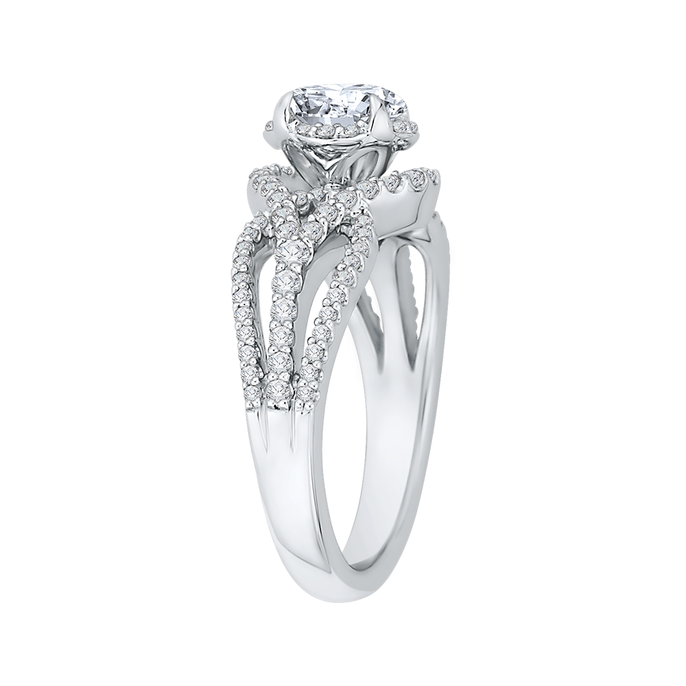 14K White Gold Round Diamond Engagement Ring with Split Shank (Semi-Mount)