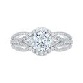 14K White Gold Round Diamond Engagement Ring with Split Shank (Semi-Mount)