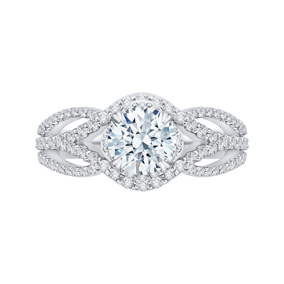 14K White Gold Round Diamond Engagement Ring with Split Shank (Semi-Mount)