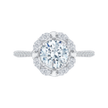 14K White Gold Round Diamond Halo Engagement Ring (Semi-Mount)