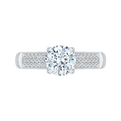 Round Diamond Cathedral Style Engagement Ring in 14K White Gold (Semi-Mount)
