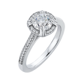 Round Diamond Halo Cathedral Style Engagement Ring in 14K White Gold (Semi-Mount)