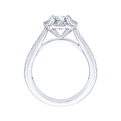 Round Diamond Halo Cathedral Style Engagement Ring in 14K White Gold (Semi-Mount)
