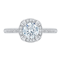 Round Diamond Halo Cathedral Style Engagement Ring in 14K White Gold (Semi-Mount)
