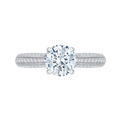 Round Diamond Cathedral Style Engagement Ring in 14K White Gold (Semi-Mount)