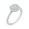 Round Diamond Halo Engagement Ring In 14K White Gold (Semi-Mount)