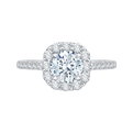 Round Diamond Halo Engagement Ring In 14K White Gold (Semi-Mount)