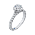 Round Diamond Cathedral Style Engagement Ring in 14K White Gold (Semi-Mount)