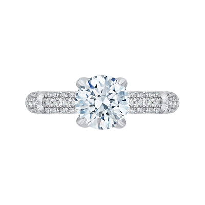 Round Diamond Cathedral Style Engagement Ring in 14K White Gold (Semi-Mount)