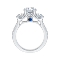 Diamond Three-Stone Cathedral Style Engagement Ring in 14K White Gold (Semi-Mount)