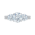 Diamond Three-Stone Cathedral Style Engagement Ring in 14K White Gold (Semi-Mount)