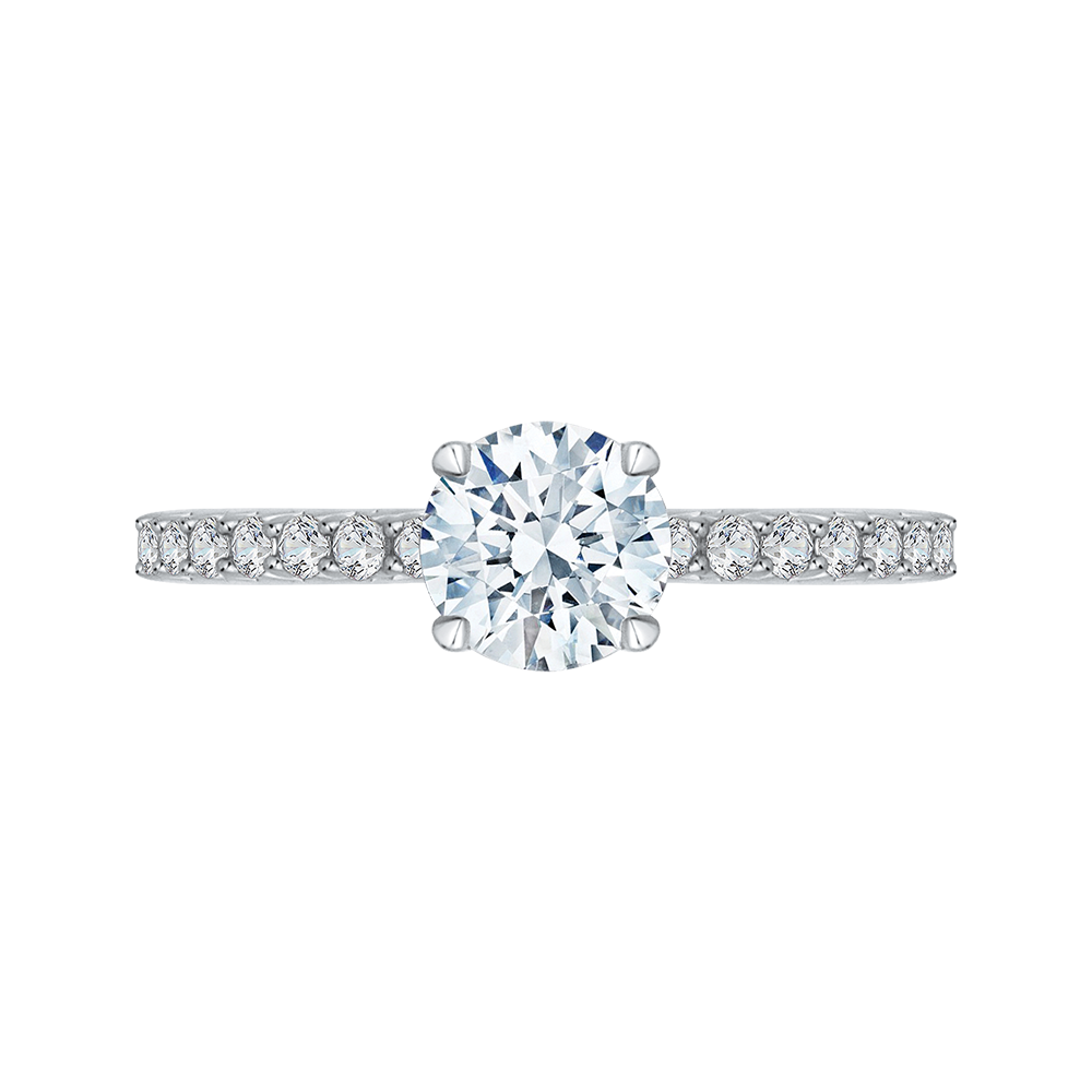 14K White Gold Round Diamond Engagement Ring (Semi-Mount)