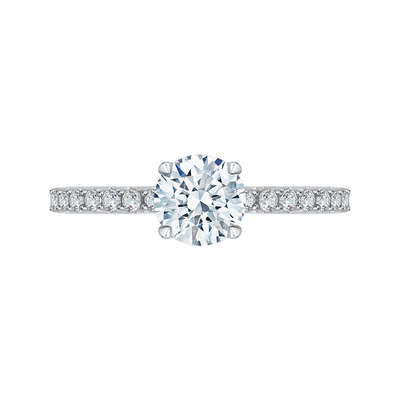14K White Gold Round Diamond Engagement Ring (Semi-Mount)