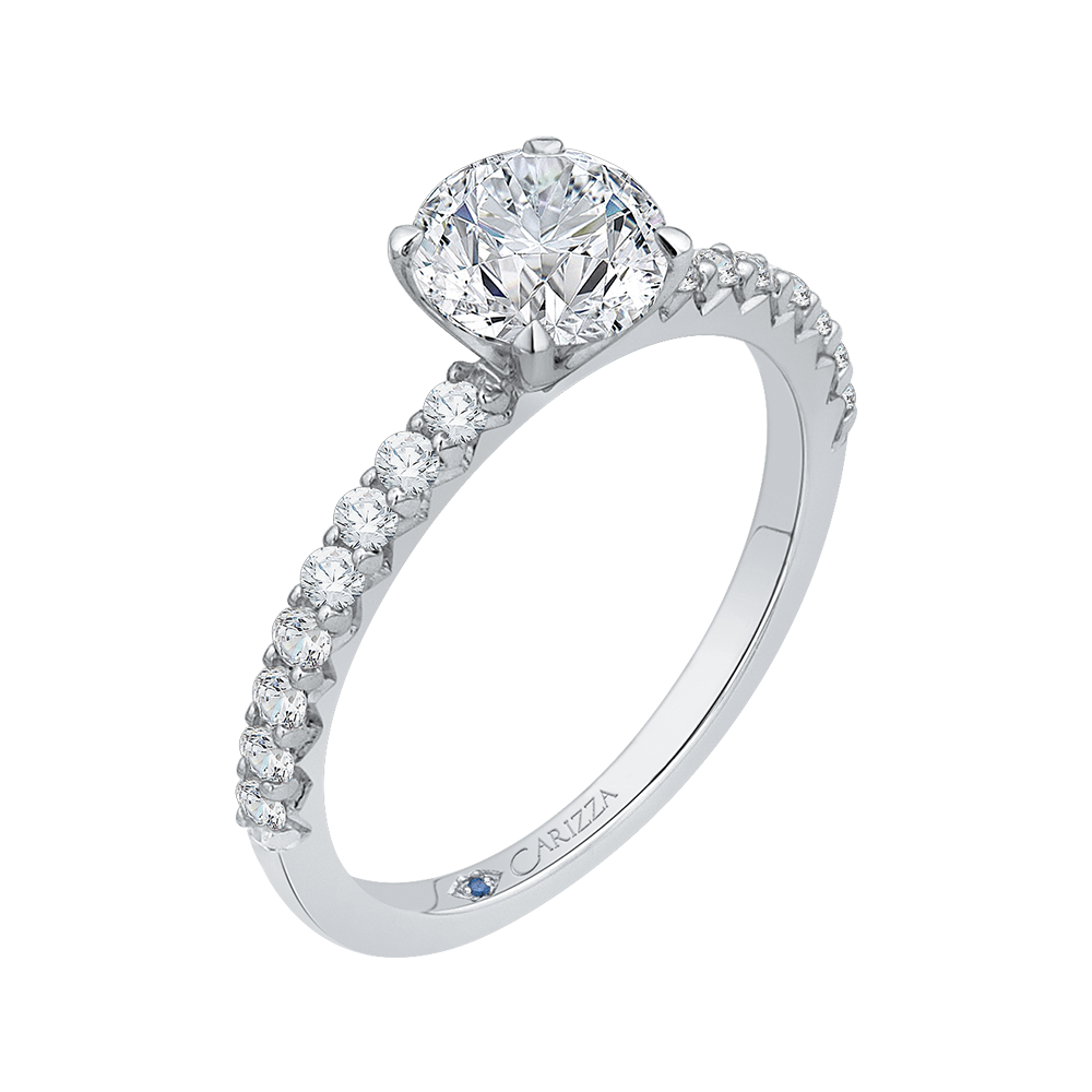 14K White Gold Round Diamond Engagement Ring (Semi-Mount)
