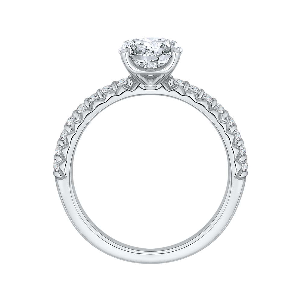 14K White Gold Round Diamond Engagement Ring (Semi-Mount)