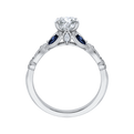 14K White Gold Round Diamond Engagement Ring with Sapphire (Semi-Mount)