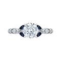 14K White Gold Round Diamond Engagement Ring with Sapphire (Semi-Mount)