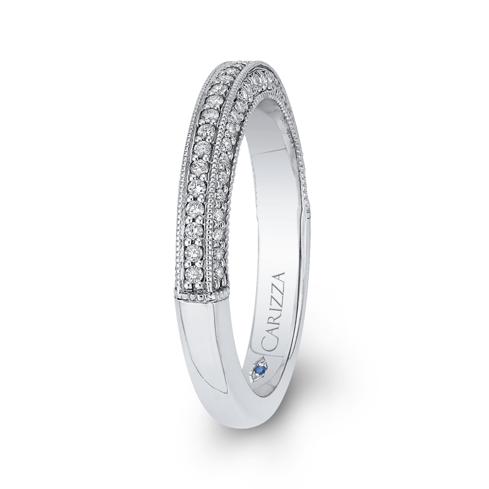 Round Diamond Half-Eternity Wedding Band in 14K White Gold