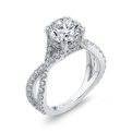 Split Shank Round Diamond Engagement Ring in 14K White Gold (Semi-Mount)