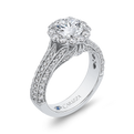 Split Shank Round Diamond Halo Engagement Ring in 14K White Gold (Semi-Mount)