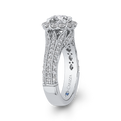 Split Shank Round Diamond Halo Engagement Ring in 14K White Gold (Semi-Mount)