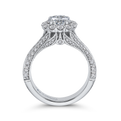 Split Shank Round Diamond Halo Engagement Ring in 14K White Gold (Semi-Mount)