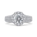 Split Shank Round Diamond Halo Engagement Ring in 14K White Gold (Semi-Mount)