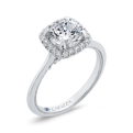 Round Diamond Halo Engagement Ring in 14K White Gold (Semi-Mount)