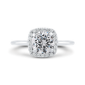 Round Diamond Halo Engagement Ring in 14K White Gold (Semi-Mount)