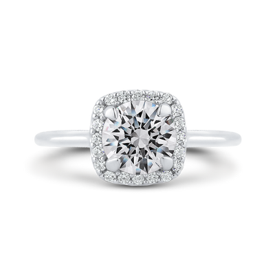 Round Diamond Halo Engagement Ring in 14K White Gold (Semi-Mount)