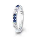 Round Diamond and Sapphire Wedding Band in 14K White Gold