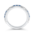 Round Diamond and Sapphire Wedding Band in 14K White Gold