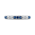 Round Diamond and Sapphire Wedding Band in 14K White Gold