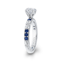 Round Diamond and Sapphire Engagement Ring in 14K White Gold (Semi-Mount)
