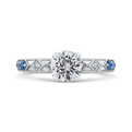 Round Diamond and Sapphire Engagement Ring in 14K White Gold (Semi-Mount)