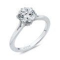 Split Shank Round Diamond Cathedral Style Engagement Ring in 14K White Gold (Semi-Mount)