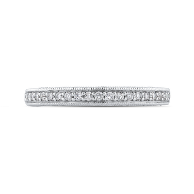 Round Diamond Half-Eternity Wedding Band in 14K White Gold