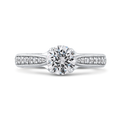 Round Diamond Cathedral Style Engagement Ring in 14K White Gold (Semi-Mount)